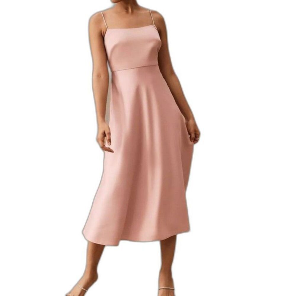 BHLDN Anthropologie Leti Midi Slip Dress Rose Pink US Size 2